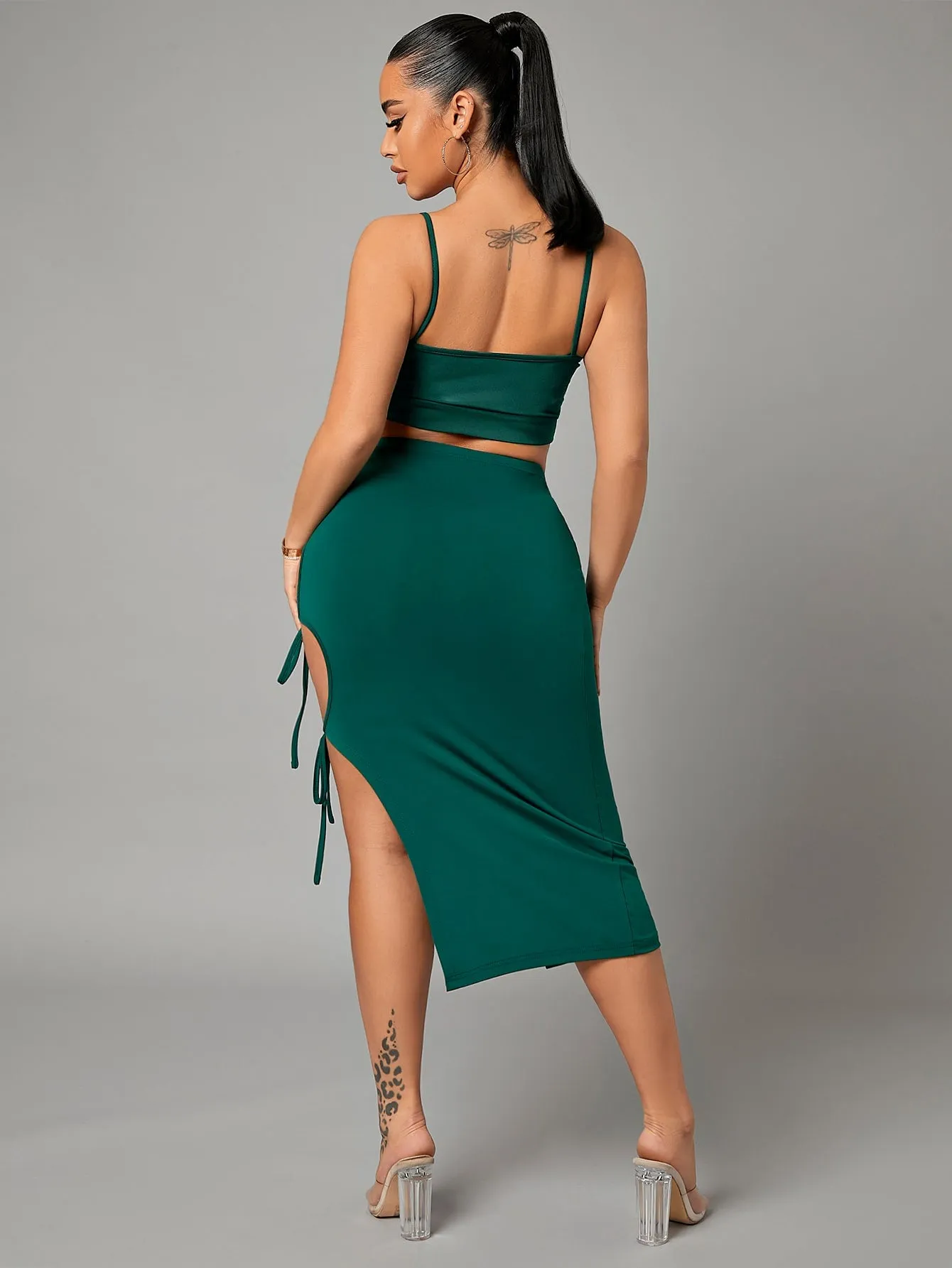 Sexy Plain Knot High Waist Midi Women Skirt