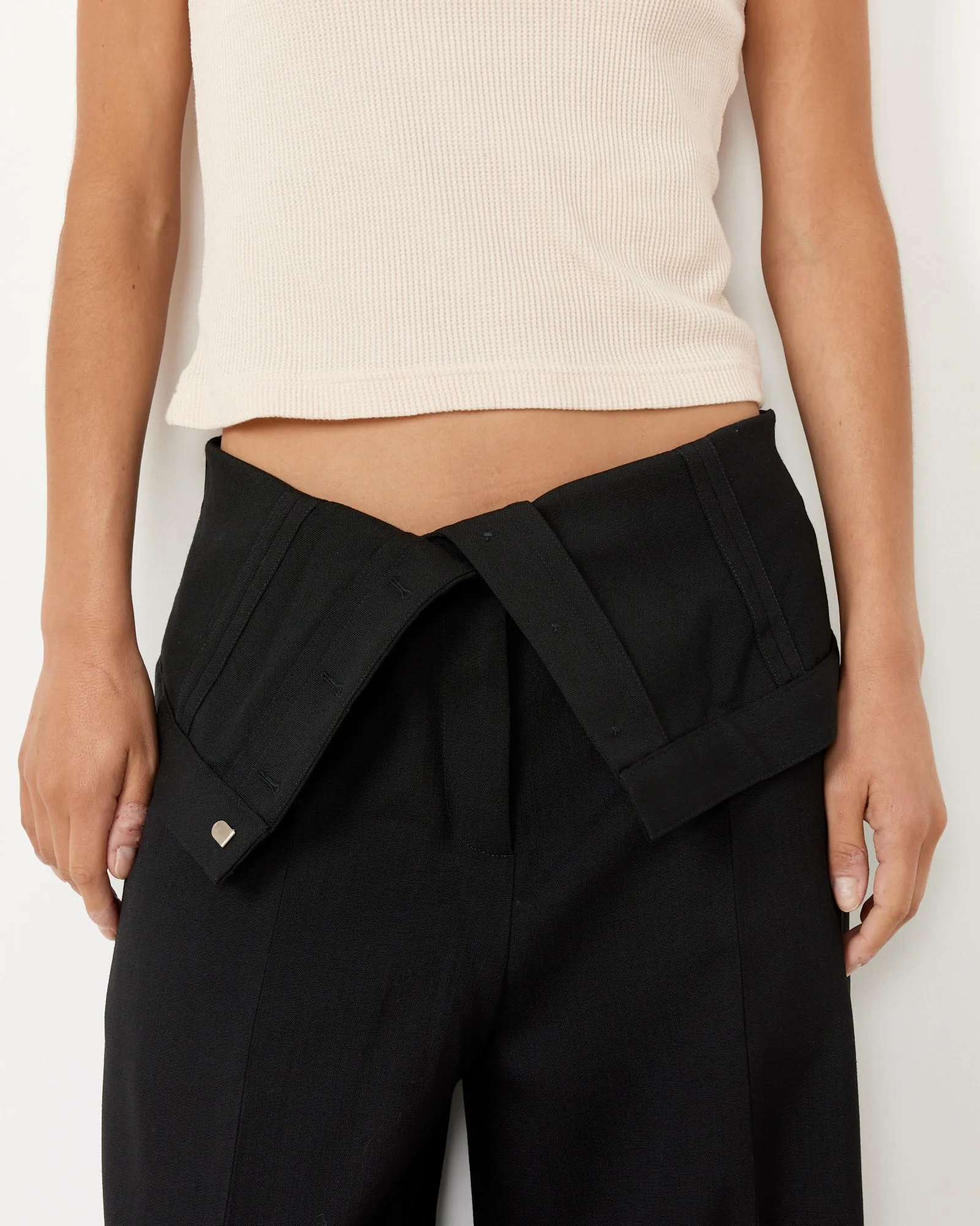 Tailored Wool Blend Trousers in Black