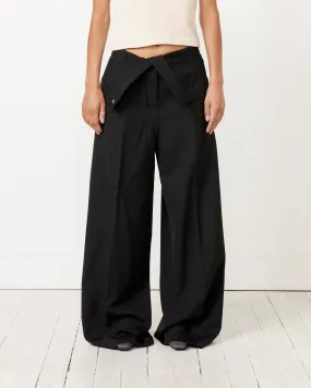 Tailored Wool Blend Trousers in Black