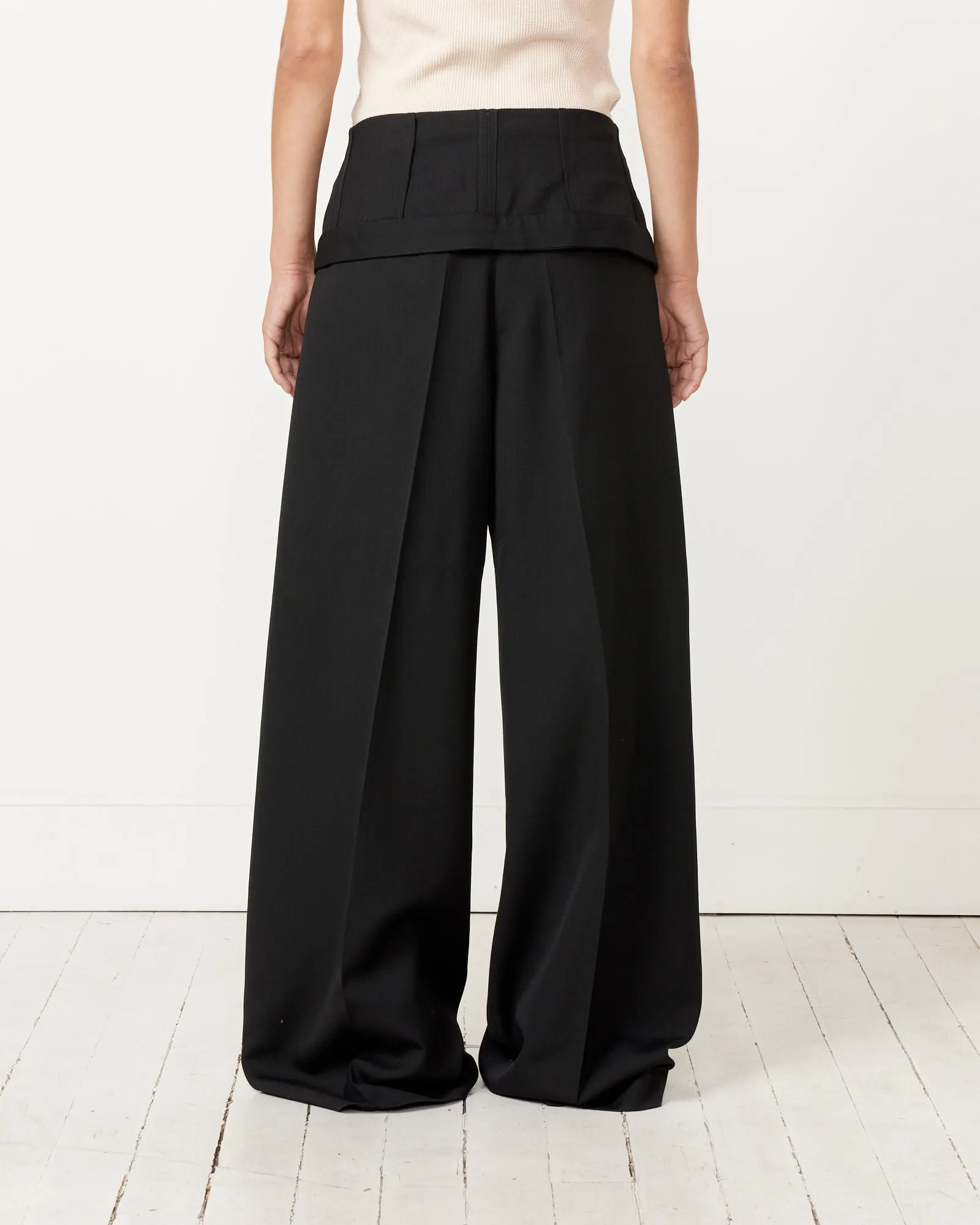 Tailored Wool Blend Trousers in Black