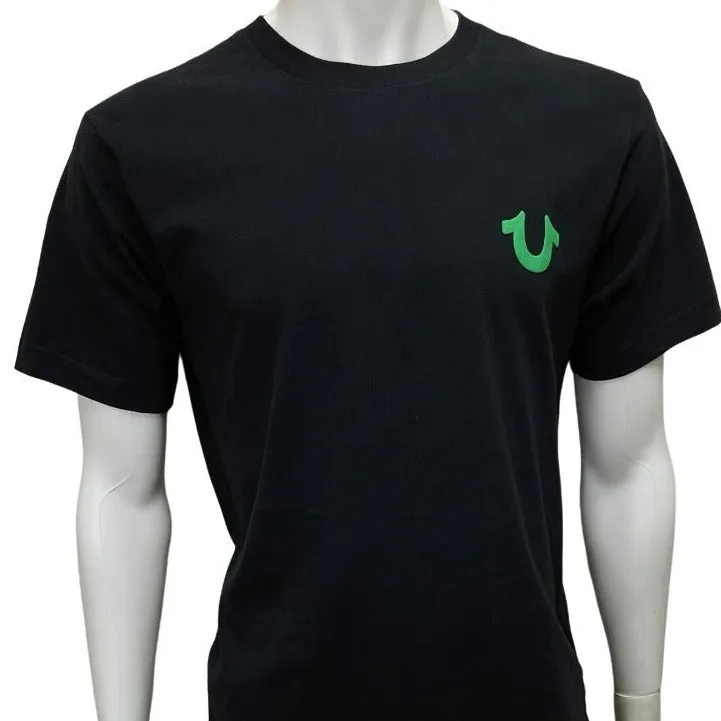 True Religion Black and Green Men's Graphic Tees 100% Cotton T-shirt