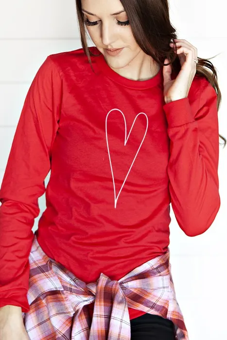 White Long Heart Long Sleeve