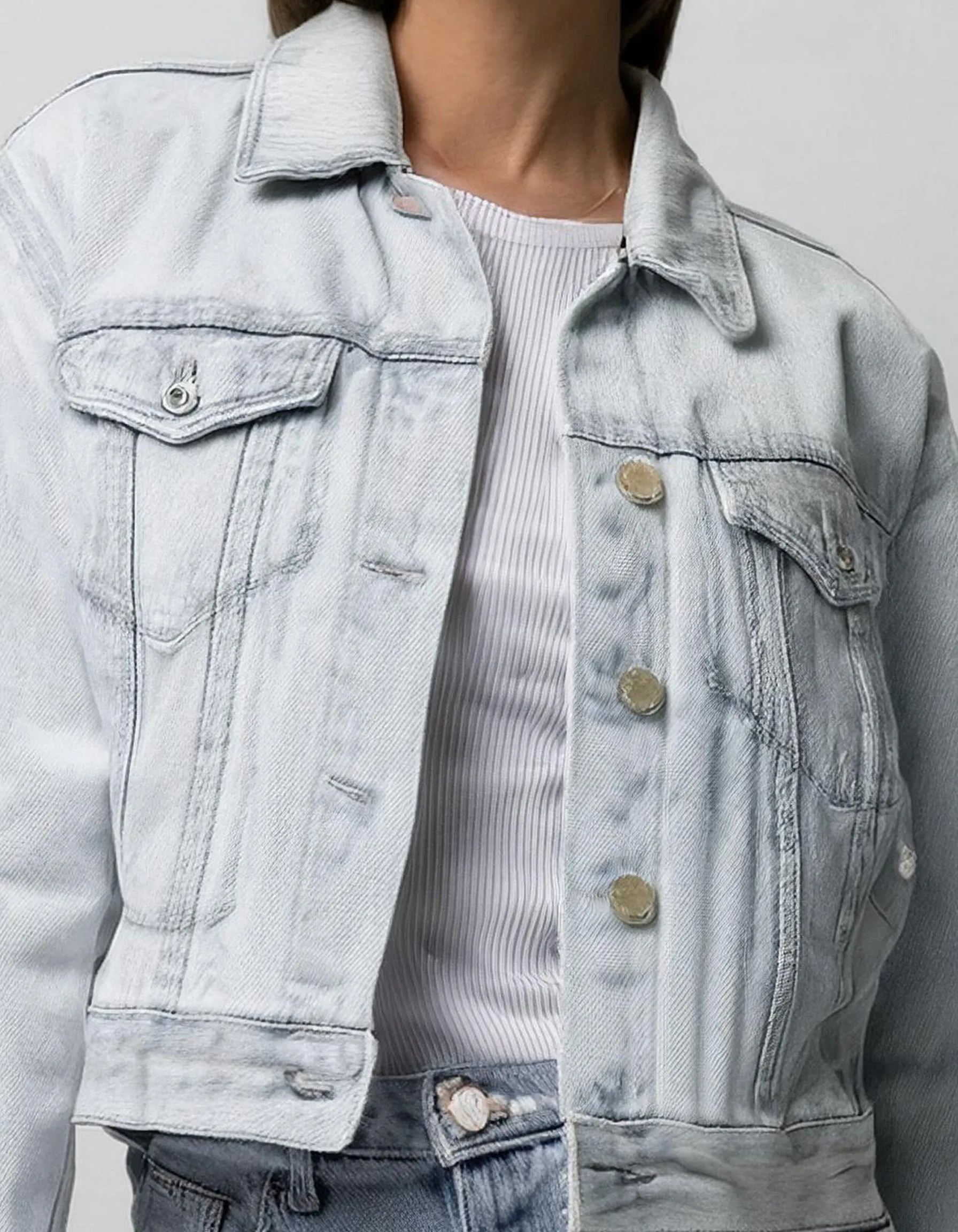 White Or Very Light Wash Denim Jacket