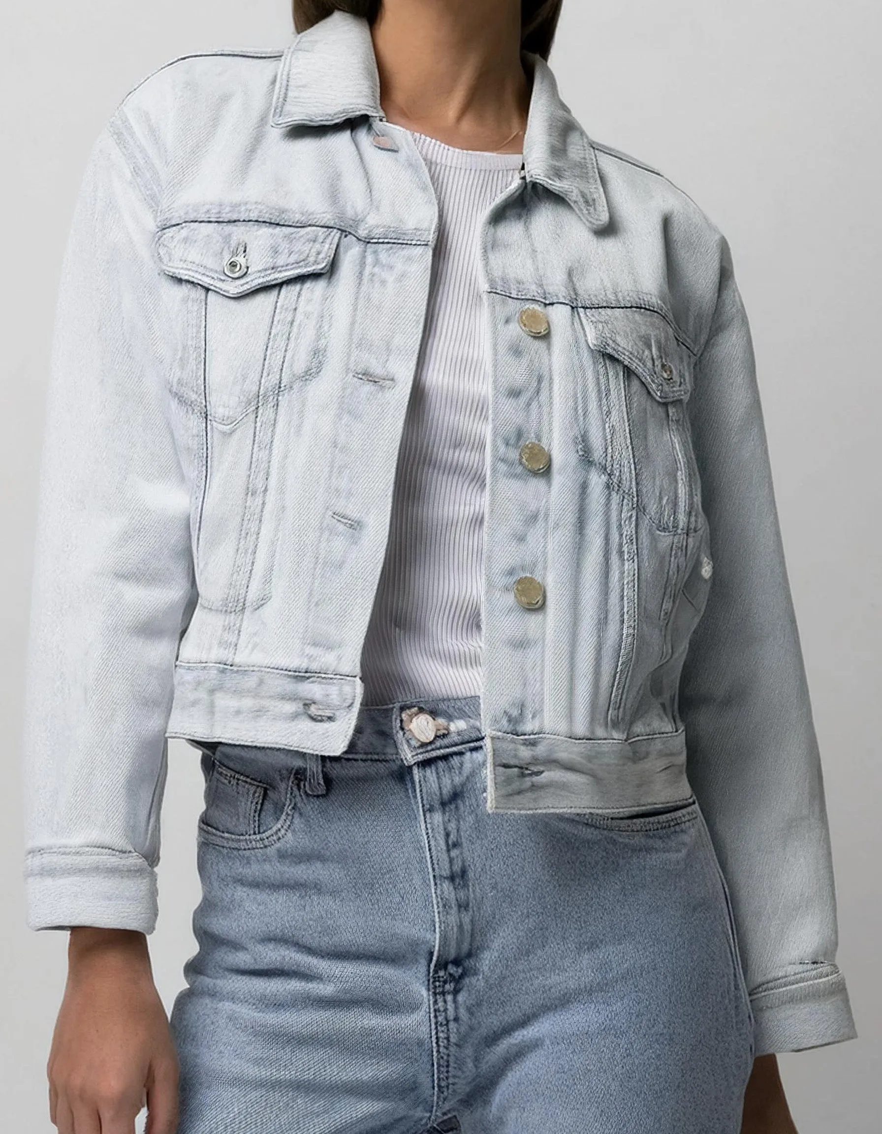 White Or Very Light Wash Denim Jacket