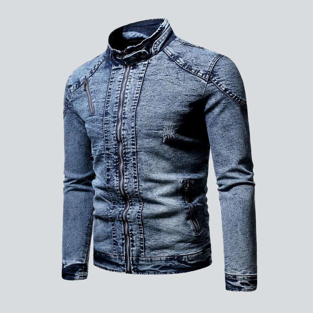 Winter men's moto denim jacket