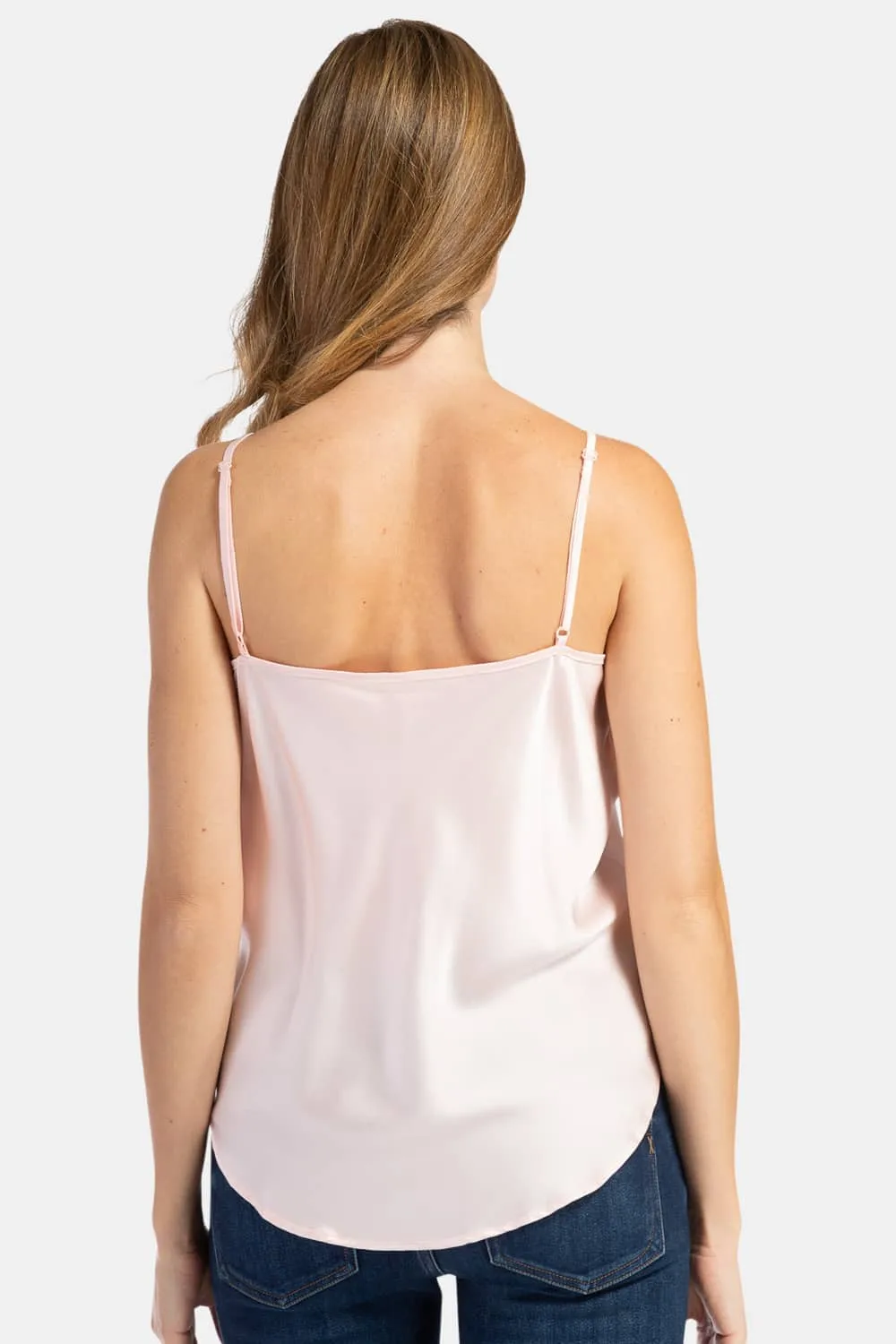 Women's 100% Pure Mulberry Silk Camisole Tank Top with Adjustable Spaghetti Straps - IMPROVED FIT